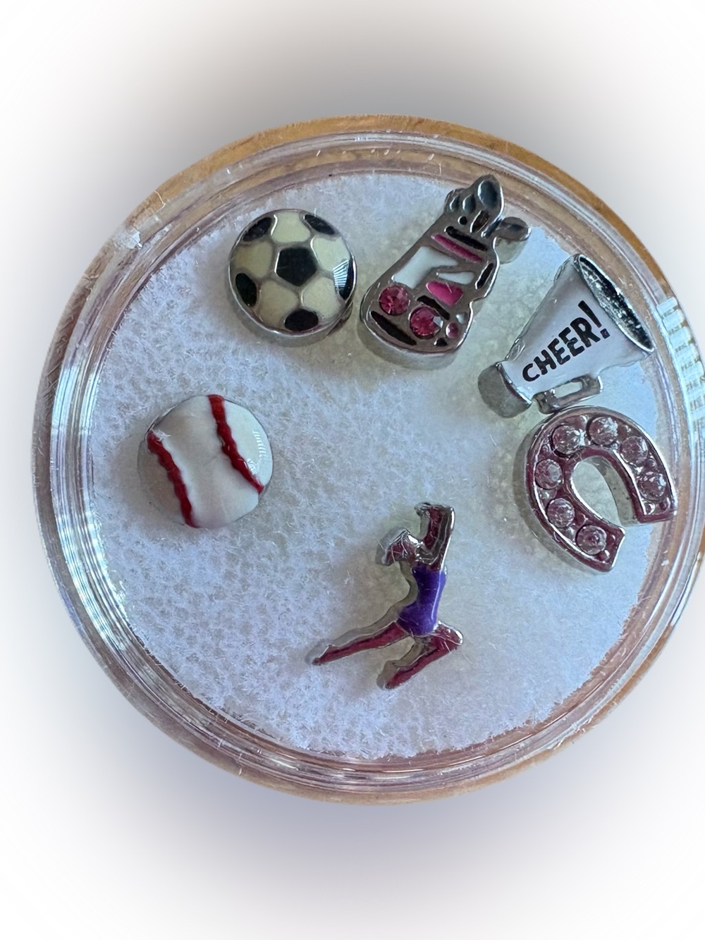Origami Owl Sports & Cheer Charm Set - Purple, Pink, Black, White